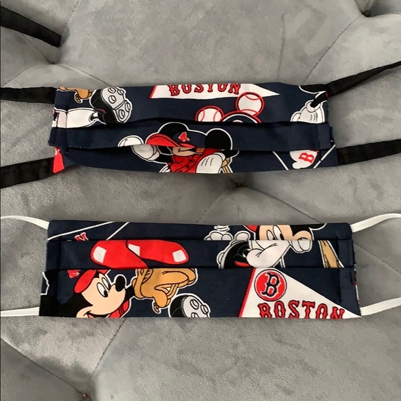 Bundle Two Red Sox Mickey Mouse Face Kid Masks - Picture 2 of 3